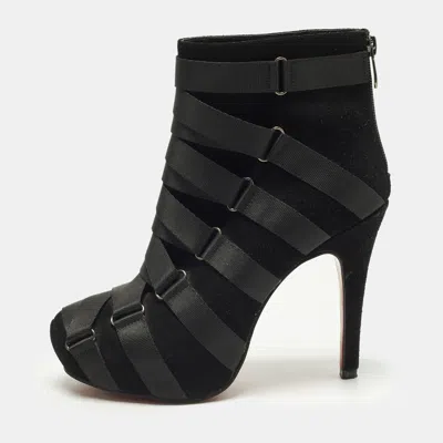 Pre-owned Christian Louboutin Nitonimoi Size 40 Black Suede Ankle Length Boots