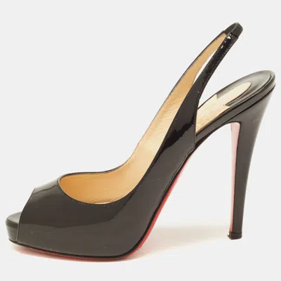Pre-owned Christian Louboutin No Prive Size 39.5 Black Patent Leather Platform Pumps