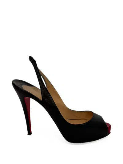 Pre-owned Christian Louboutin No Prive Slingback Pumps In Black
