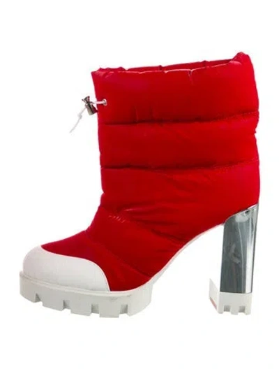 Pre-owned Christian Louboutin Nylon Boots In Red