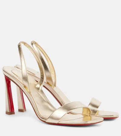 Christian Louboutin O Condora 85 Patent Leather Sandals In Platine/lin Platine