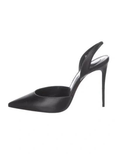 Pre-owned Christian Louboutin O Kate Sling 100 Leather Slingback Pumps In Black