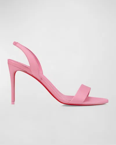 Christian Louboutin O Marylin Leather Red Sole Halter Sandals In Pink