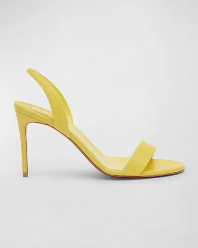 Christian Louboutin O Marylin Leather Red Sole Halter Sandals In Yellow