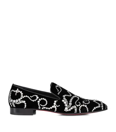 Christian Louboutin Octodandelion Strass Loafers In Black Crystal
