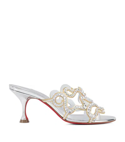 Christian Louboutin Octostrass Embellished Mules 70 In Silver