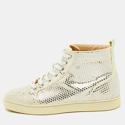 Pre-owned Christian Louboutin Off White Suede Star Rantus Orlato High Top Sneakers Size 43