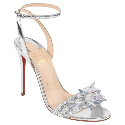 Pre-owned Christian Louboutin "okydok Lurex" Metallic Leather & Lamé Ankle Strap Sandals