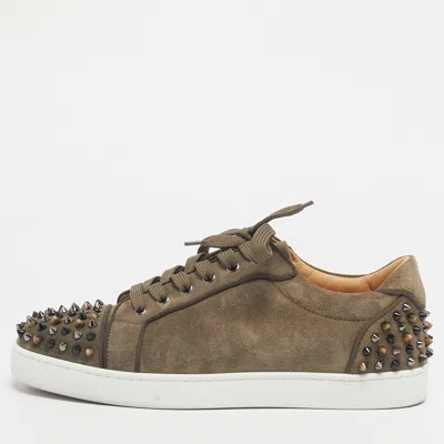 Pre-owned Christian Louboutin Olive Green Suede Seavaste 2 Orlato Sneakers Size 43