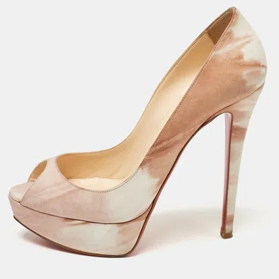Pre-owned Christian Louboutin Ombre Pink/white Nubuck Leather Lady Peep Pumps Size 38