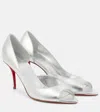 Christian Louboutin Open Apostropha Mules 80 In Silver