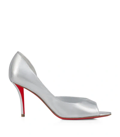 Christian Louboutin Open Apostropha Mules 80 In Silver