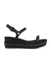 Christian Louboutin Open Toe Flat Sandals In Black