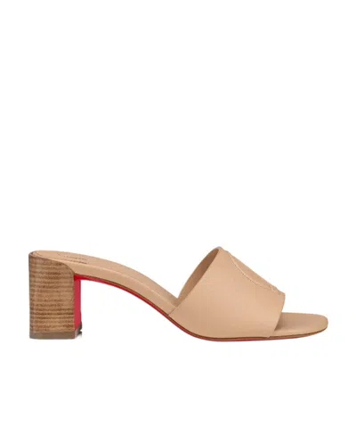 Christian Louboutin Open Toe Muller Shoes In Beige