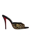 Christian Louboutin Miss Z Ocelot Lurex And Leather-trimmed Sequined Satin Mules In Black