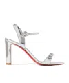 Christian Louboutin Verzierte Sandalen Atmospheria Aus Metallic-leder In White