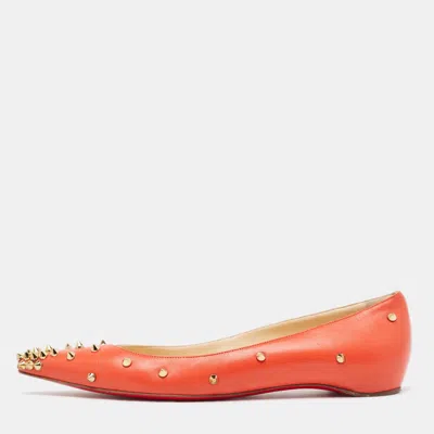 Pre-owned Christian Louboutin Orange Leather Degraspike Ballet Flats Size 37.5