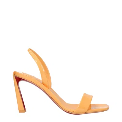 Christian Louboutin Orange Leather Stiletto Heels Sandals In Multi