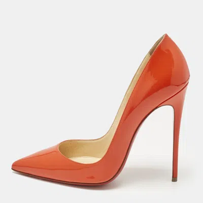 Pre-owned Christian Louboutin Orange Patent Leather So Kate Pumps Size 38