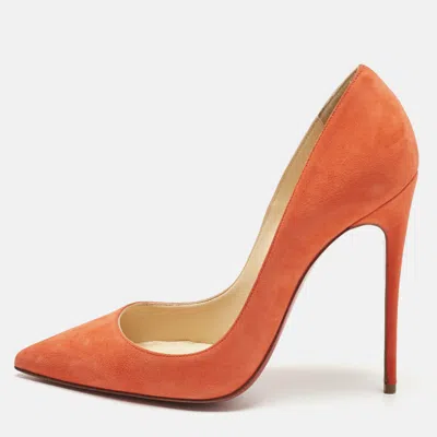 Pre-owned Christian Louboutin Orange Suede So Kate Pumps Size 38