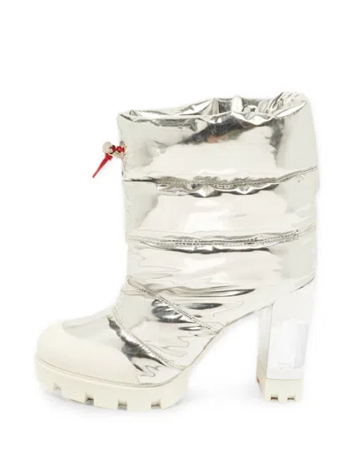 Pre-owned Christian Louboutin Oriona Heeled Boots In Silver