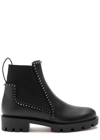 Christian Louboutin Out Lina Spike Leather Ankle Boots In Black