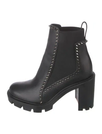 Pre-owned Christian Louboutin Out Line Spike Lug Spike Accents Chelsea Boots In Black