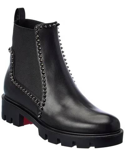 Christian Louboutin Outlina Spike Lug Leather Bootie In Black
