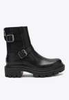 Christian Louboutin Ankle Biker Boots With Buckle And Chunky Sole In Black