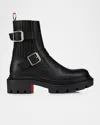 Christian Louboutin Oxybootie Red Sole Leather Moto Boots In Black