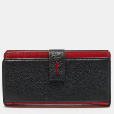 Pre-owned Christian Louboutin Paloma Black/red Leather And Rubber Wallet