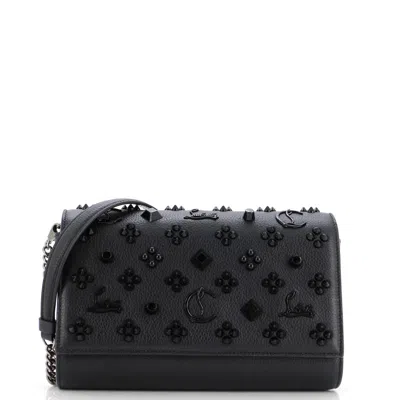 Christian Louboutin Paloma Fold-over Embellished Clutch Bag In Black