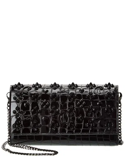 Christian Louboutin Paloma Croc-embossed Leather Wallet On Chain In Black
