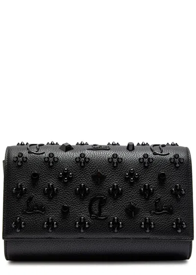 Christian Louboutin Paloma Embellished Leather Clutch In Black