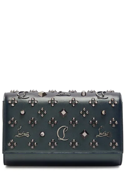 Christian Louboutin Paloma Embellished Leather Clutch In Blue