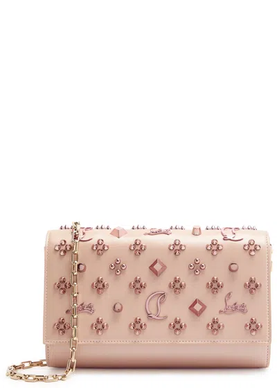Christian Louboutin Paloma Embellished Leather Clutch In Brown