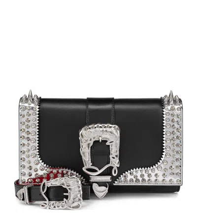Christian Louboutin Paloma Giddy Spike Leather Crossbody Bag In Neutral