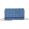 Christian Louboutin Paloma Loubinthesky Denim Wallet On A Chain In 4229 Blue/ Lac