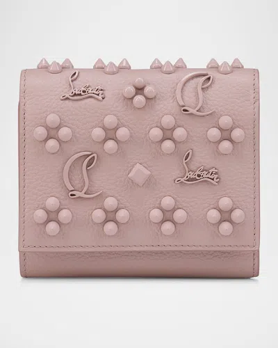 Christian Louboutin Paloma Loubinthesky Spike Leather Compact Wallet In Vintage Rose