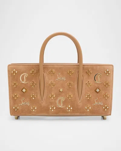 Christian Louboutin Paloma Loubinthesky Spike Suede Top-handle Bag In Neutral