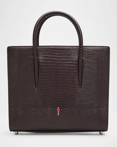 Christian Louboutin Paloma Medium Shoulder Bag In Lizard-embossed Leather In Brown