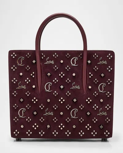 Christian Louboutin Paloma Medium Top-handle Bag In Suede With Loubinthesky Spikes