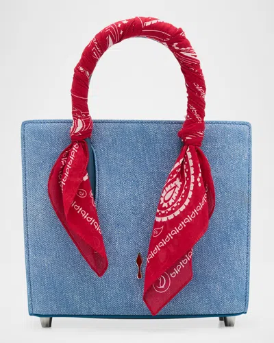 Christian Louboutin Paloma Mini Bandana Top-handle Bag In Cotton Denim