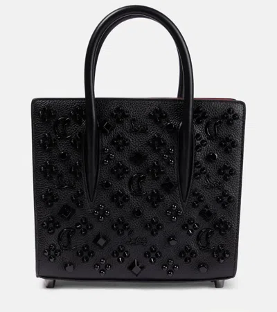 Christian Louboutin Paloma Mini Embellished Leather Tote Bag In Black