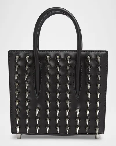 Christian Louboutin Paloma Mini Spikes Leather Top-handle Bag In Black/silver