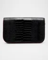Christian Louboutin Paloma Small Croc-embossed Leather Clutch In Black