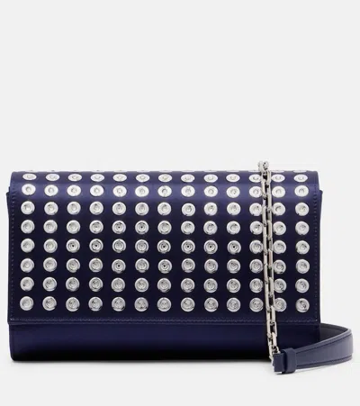 Christian Louboutin Paloma Small Satin Crêpe Clutch In Blue