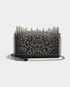 Christian Louboutin Paloma Spike Leather Clutch Bag In Black/silver