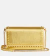 Christian Louboutin Paloma Spiked Metallic Leather Clutch In Gold