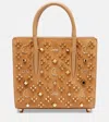 Christian Louboutin Paloma Studded Suede Tote Bag In Sand